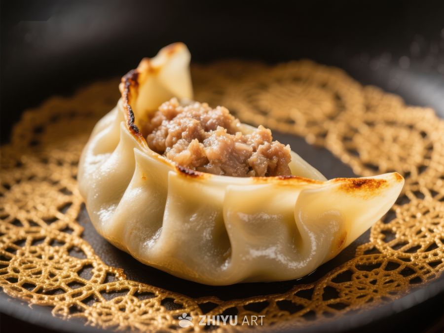 煎饺特写：金黄酥脆，馅料丰富 243