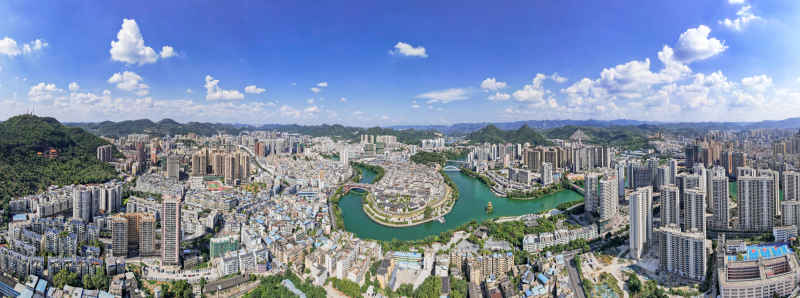 贵州铜仁城市风光全景图航拍