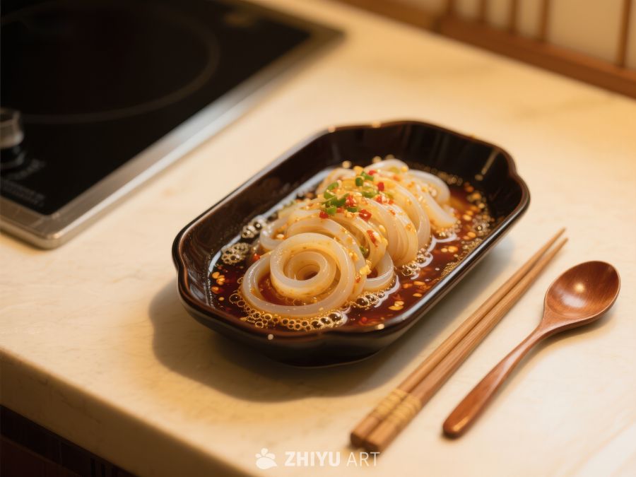 精致凉菜摆盘，配以木质餐具 495