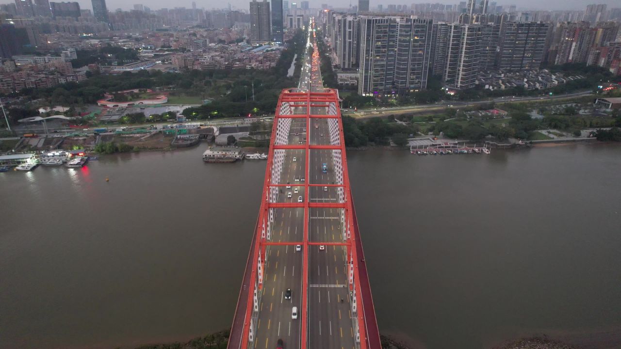  广东佛山东平水路东平大桥航拍