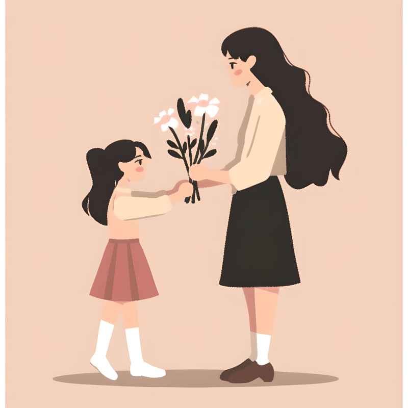 送花给母亲的小女孩 3