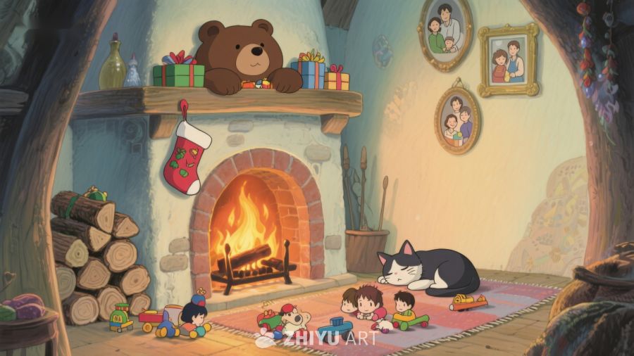 温馨壁炉旁的童趣时光 246