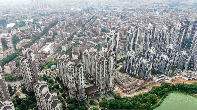 湖南湘潭城市风光航拍摄影图
