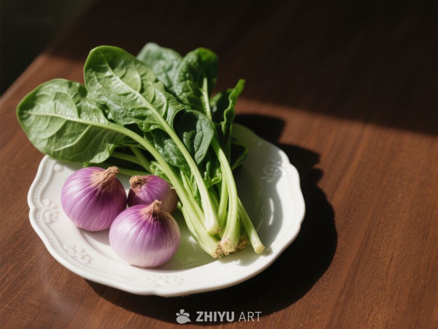 新鲜蔬菜与洋葱置于盘中 701