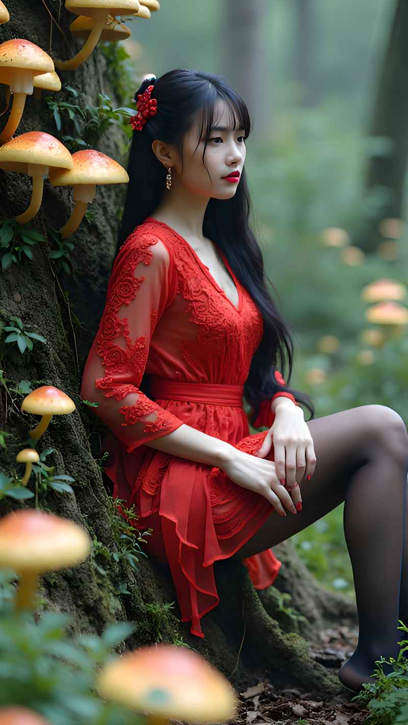 红色女郎户外拍摄 50