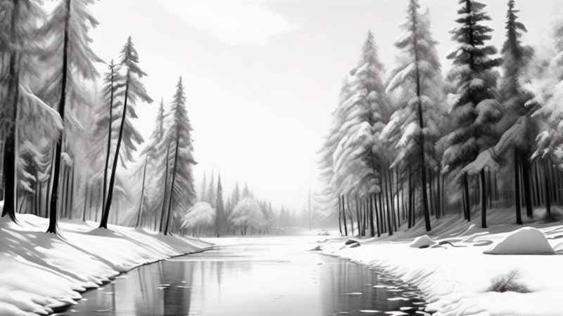 冬季背景图插画雪山雪景 35