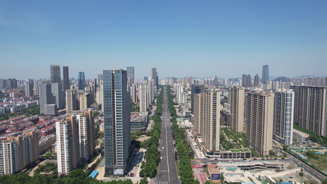  山东日照城市建筑高楼建筑航拍