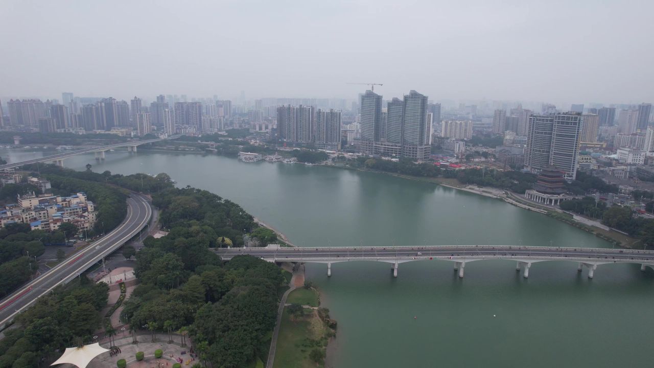 广西南宁邕江大桥交通桥梁航拍