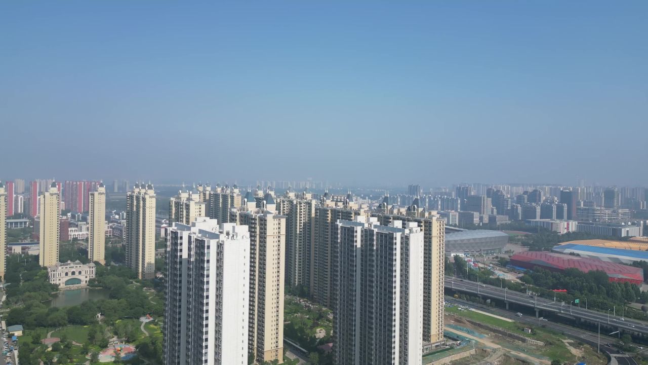 航拍山东济宁城市建设