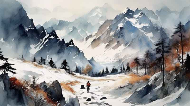 雪山高原冰川插画 86