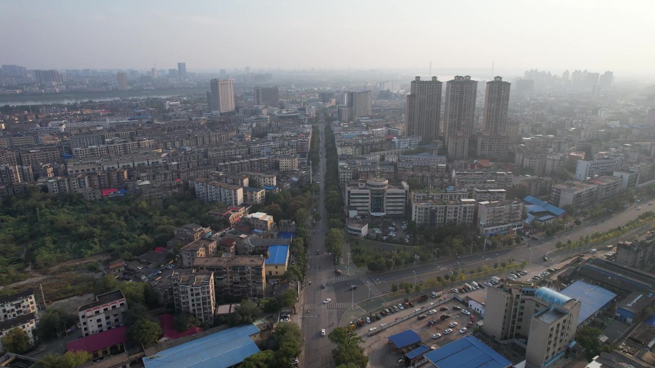 湖南湘潭城市风光城市建设航拍 