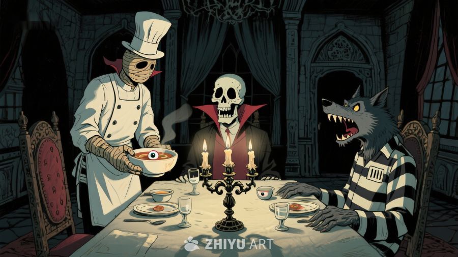 骷髅与狼人共进晚餐
