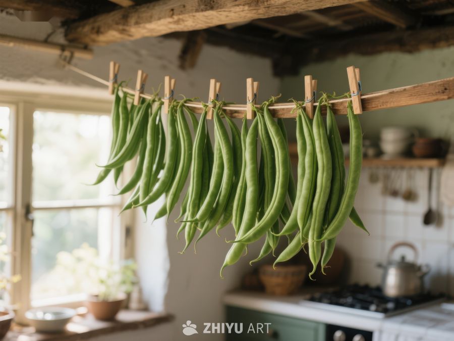 厨房悬挂的绿色豆角 92