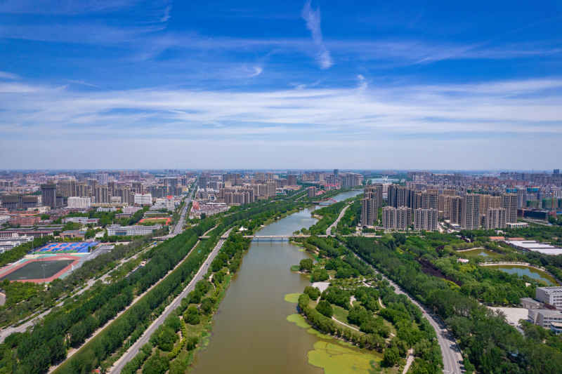 山东聊城城市风光航拍摄影图
