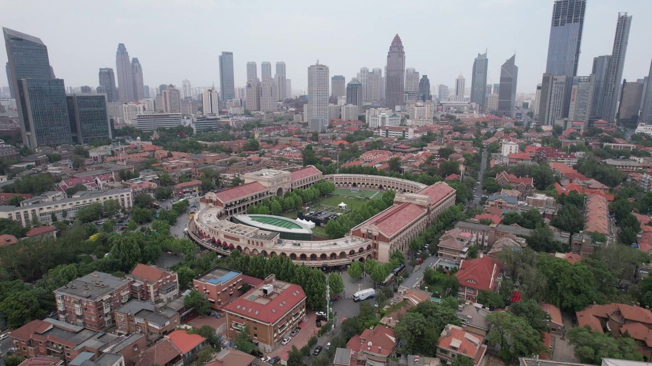 天津五大道旅游景区航拍  