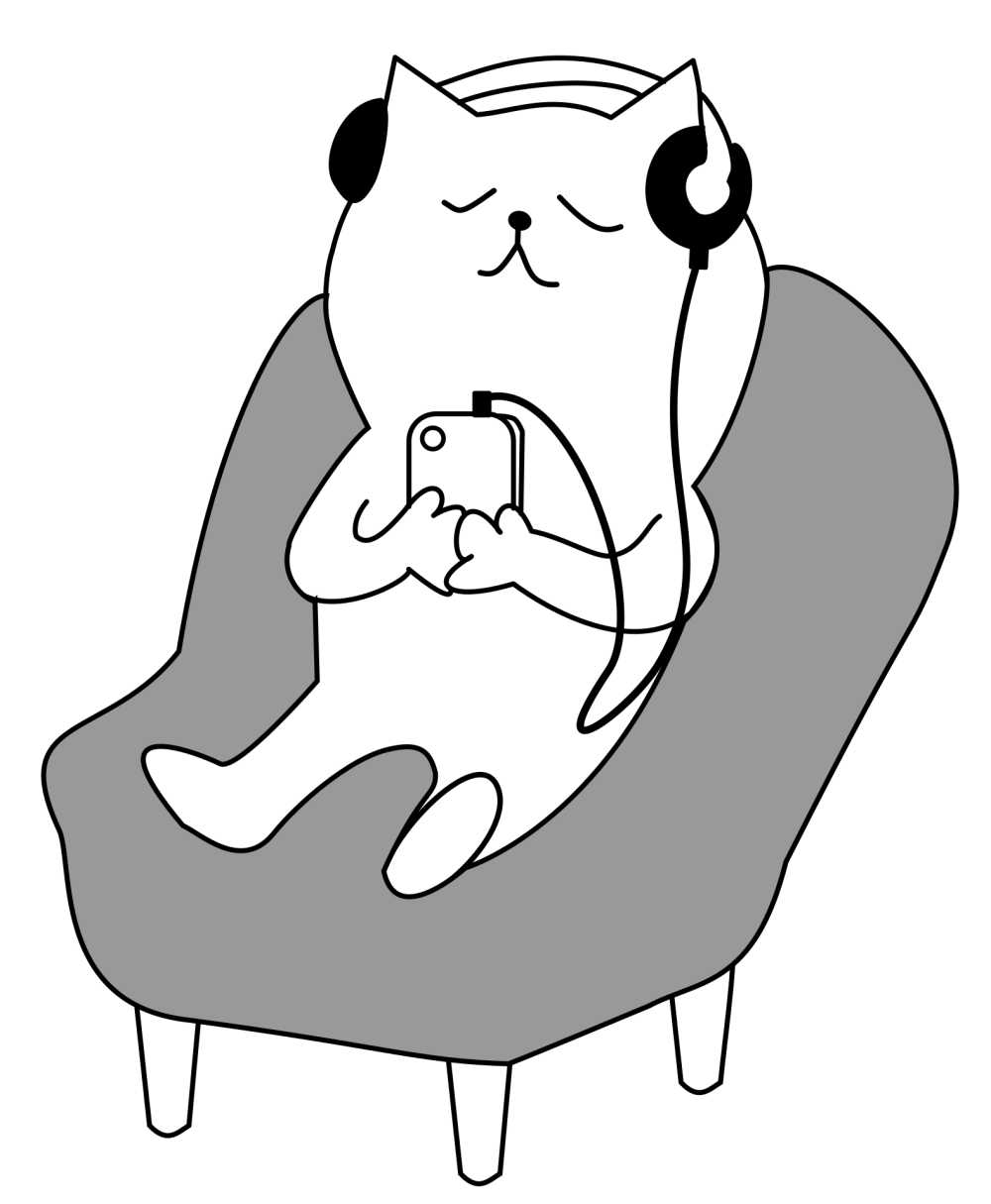 音乐放松耳机音乐欣赏智能手机猫卡通移动睡眠