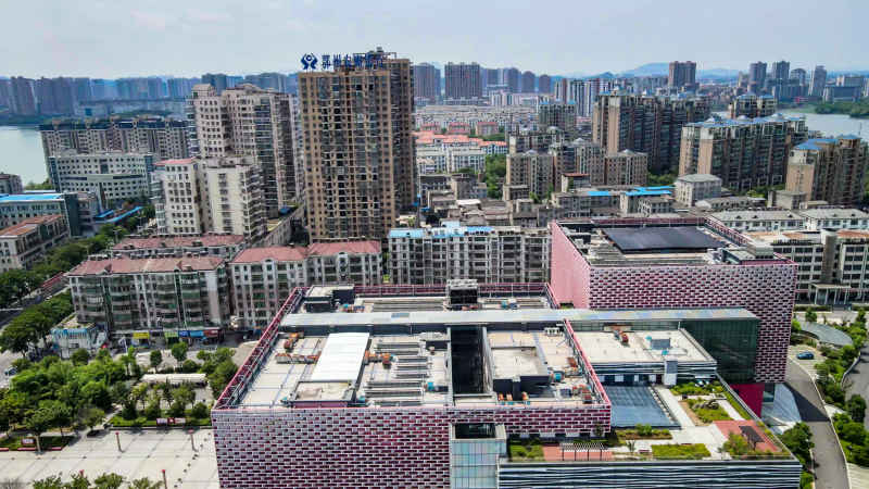 湖北鄂州城市风光航拍摄影图