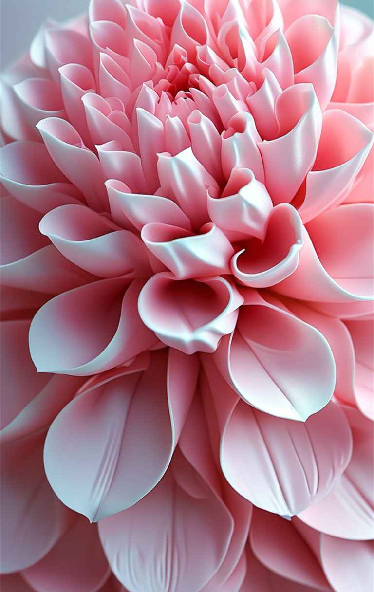 一朵粉色艺术花，花瓣层层叠叠 2