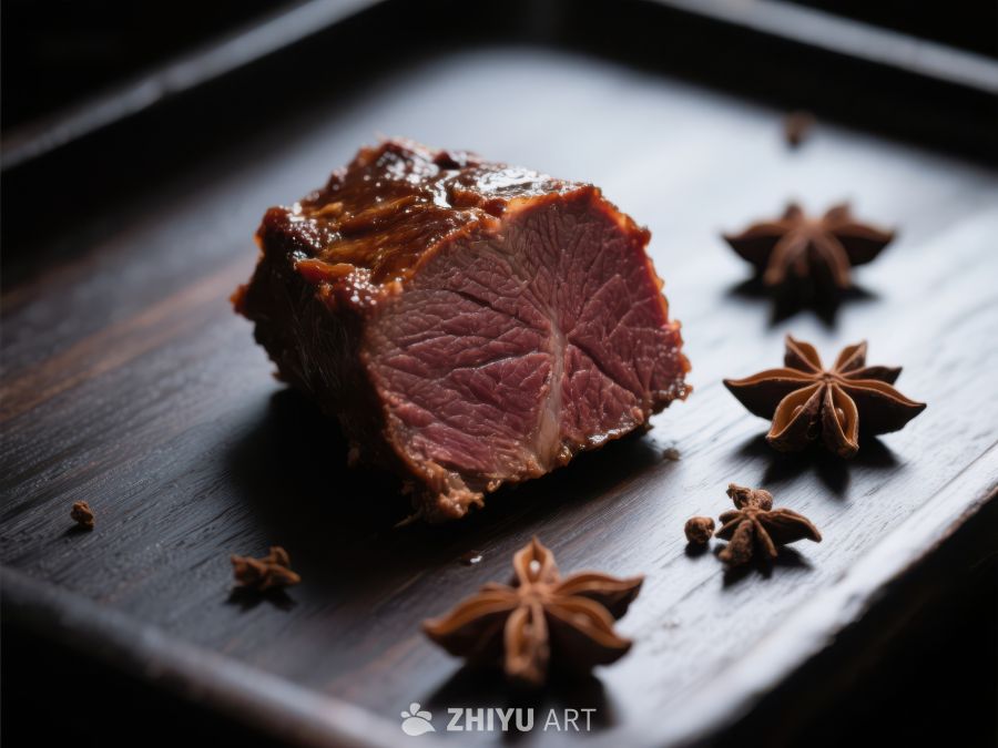 烤肉切片与八角星装饰 590