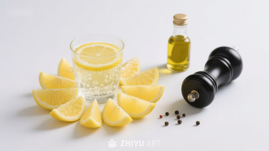 柠檬水与调味品的清新组合