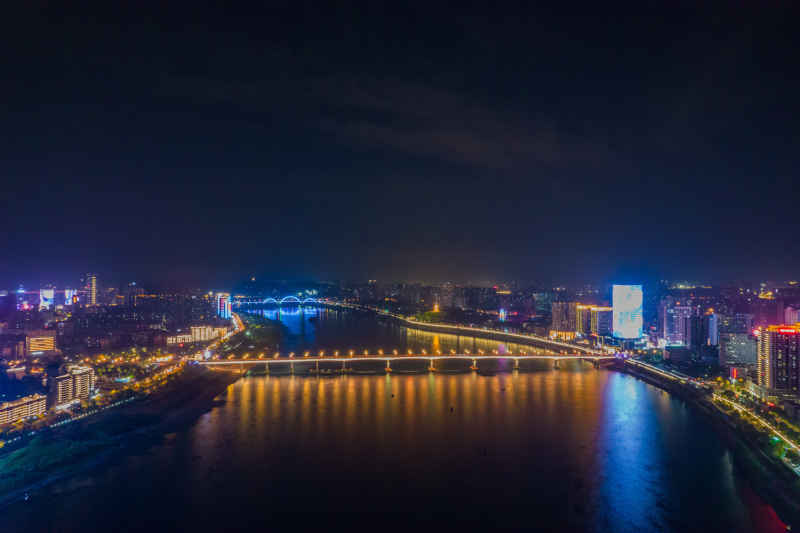 航拍 湖南 株洲 城市 夜景