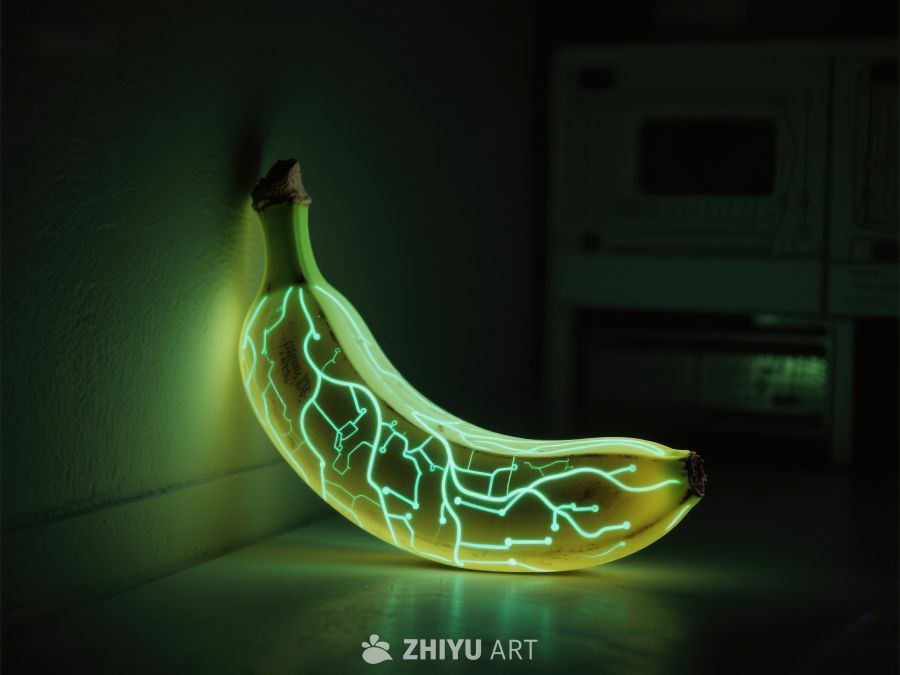发光线条勾勒的香蕉 237