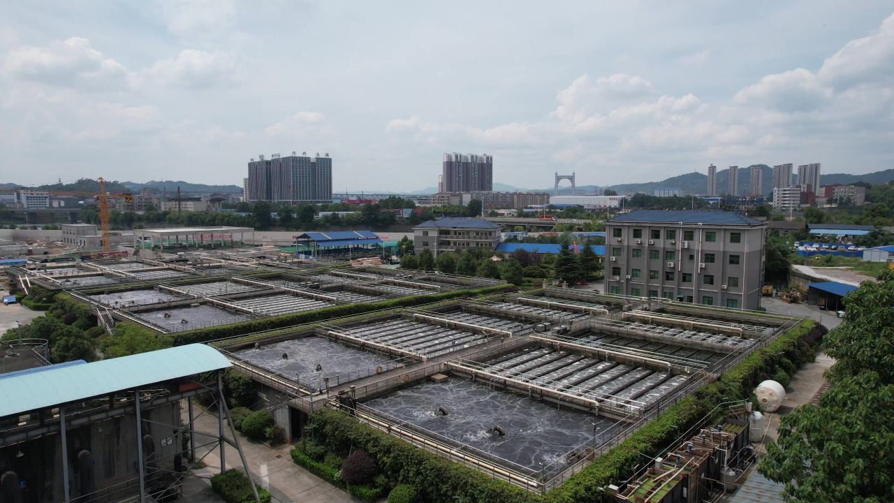 城市污水处理厂污水过滤航拍