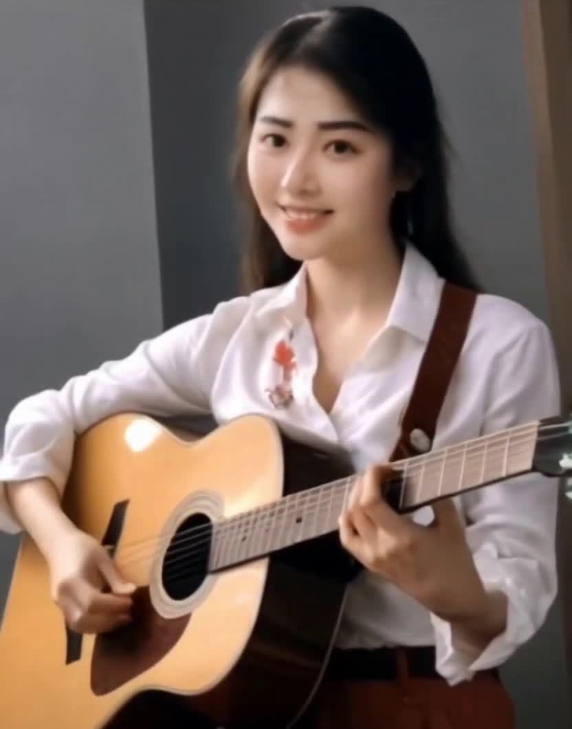 一位长发女子坐在镜头前，穿着白色衬衫和红色裤子，斜