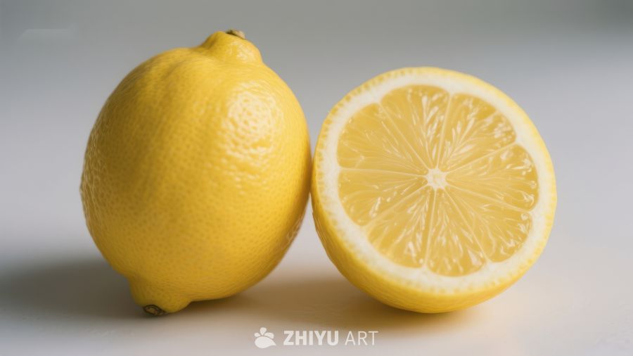 新鲜柠檬：整体与切片展示