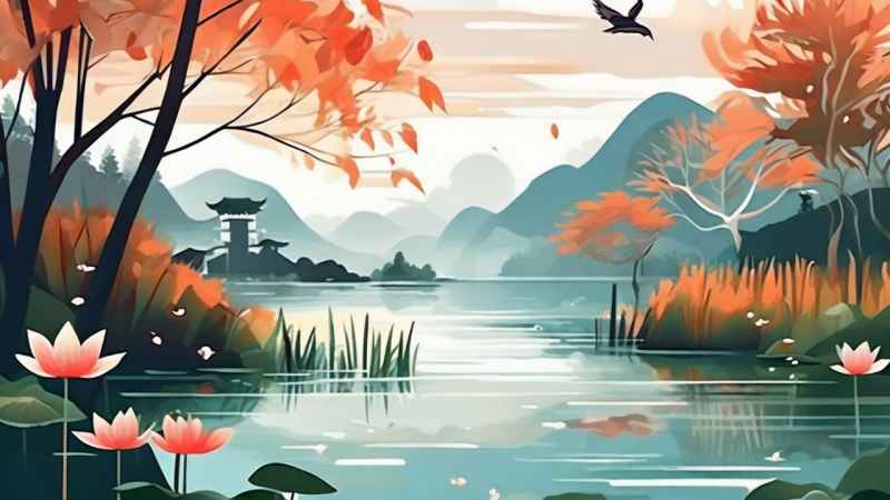 国风水墨山水画简约风格插画 20