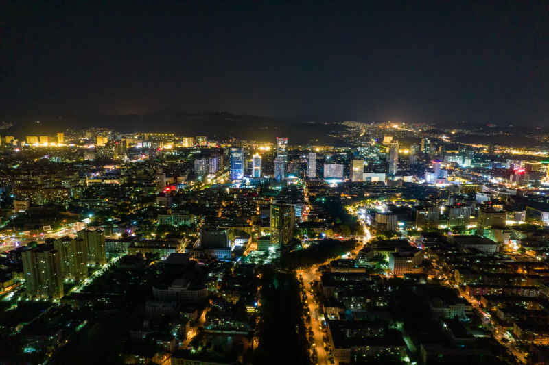 济南城市夜景灯光航拍摄影图