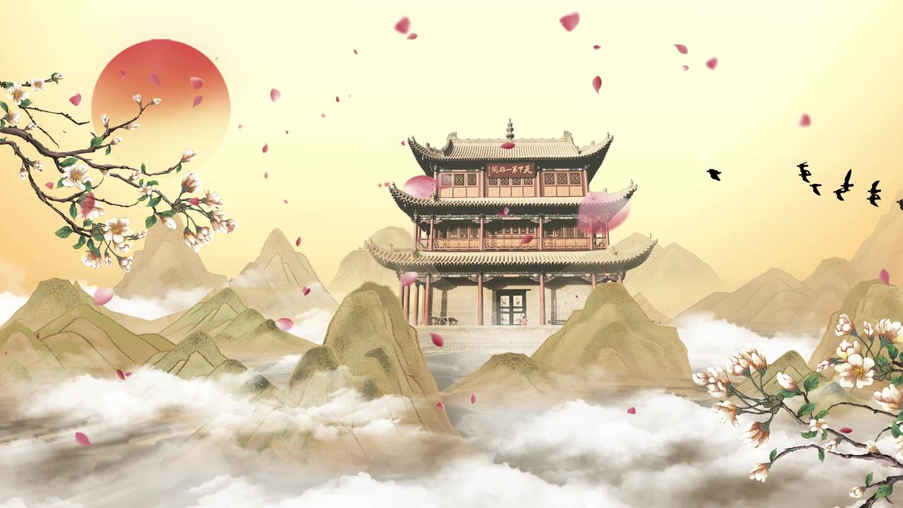 中国风水墨梅花古风戏曲晚会LED视频素材 26