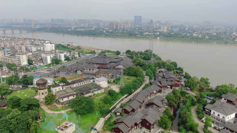 航拍湖南湘潭窑湾历史文化旅游街区 