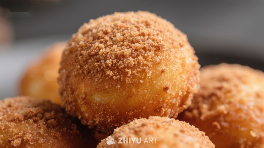 金黄酥脆的糖粉球点心