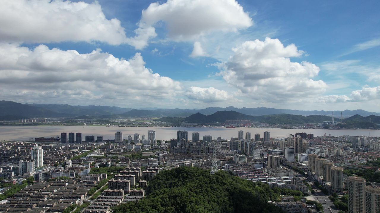 浙江台州城市风光地标建筑航拍 