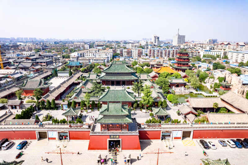 河南开封城市风光地标建筑旅游景区航拍图 