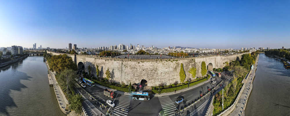 航拍南京城墙中华门全景图