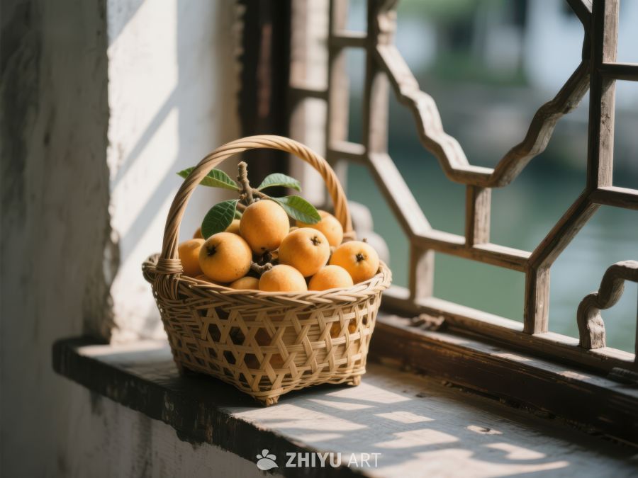 窗台上的竹篮橙子 173