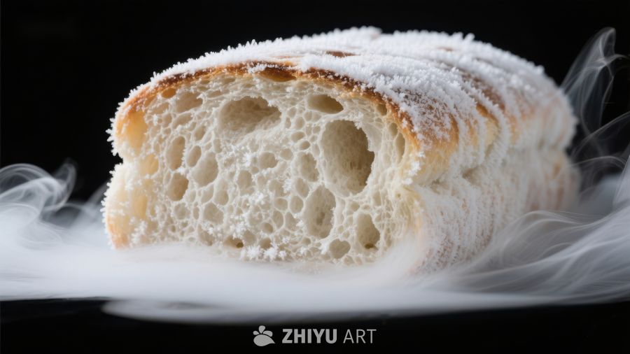 烟雾缭绕的面包切片