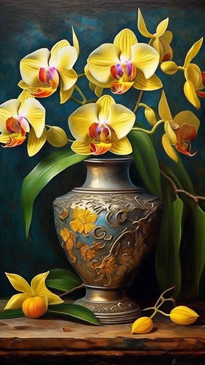 黄色兰花插画 21