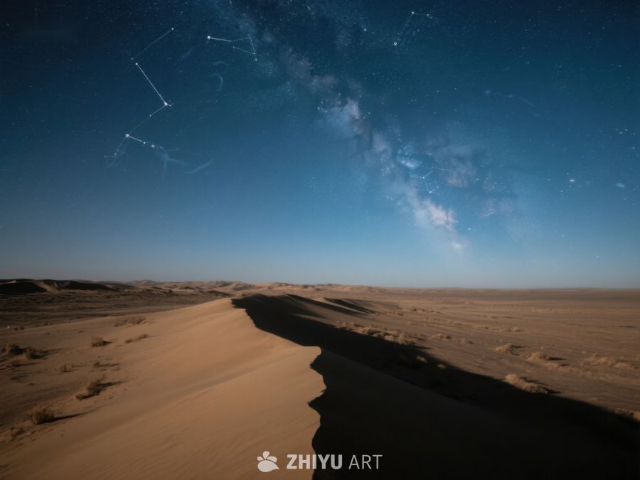 沙漠夜空下的银河与星座 116