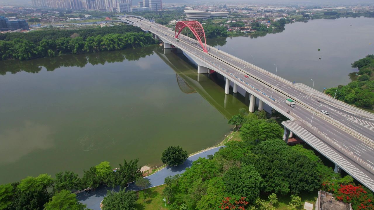 航拍漳州九龙江大桥景
