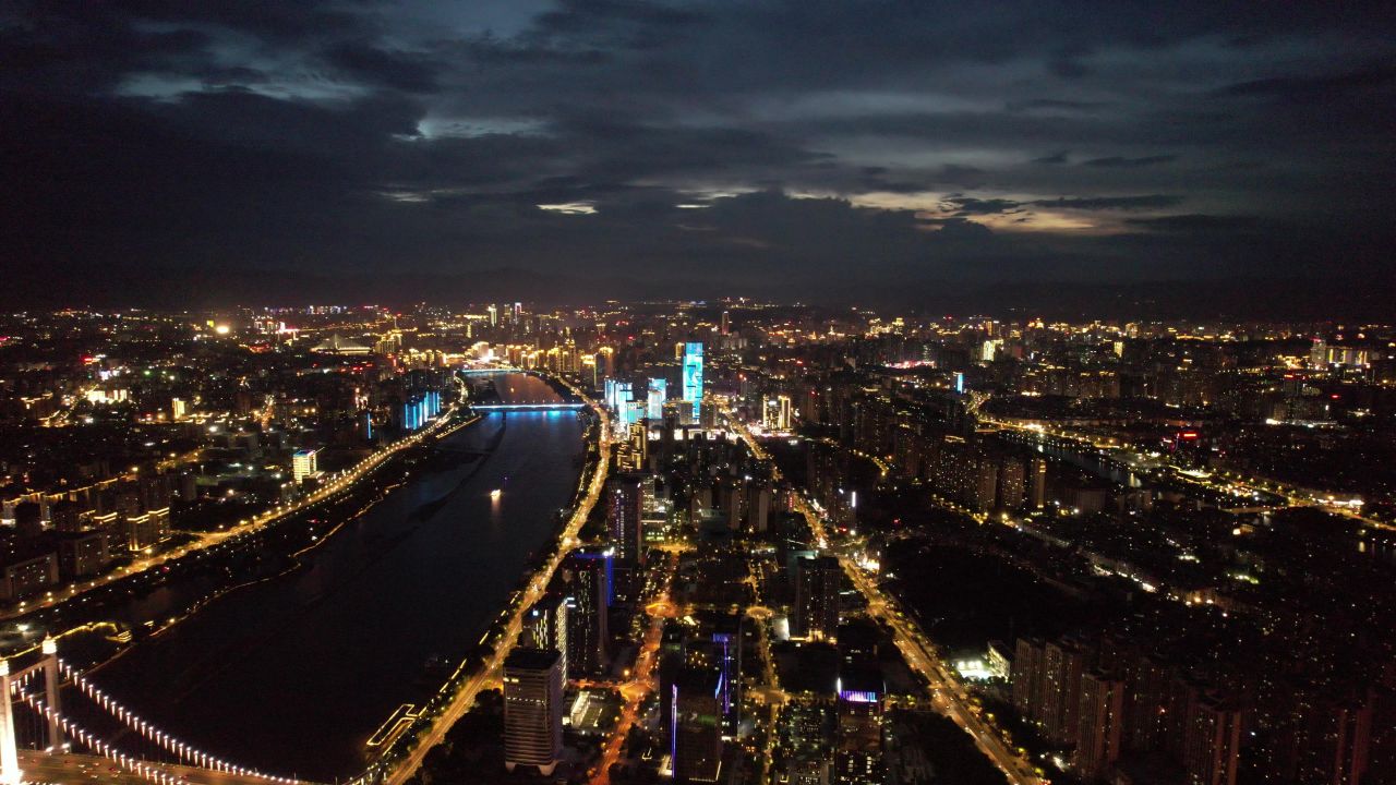 航拍福建福州城市风光