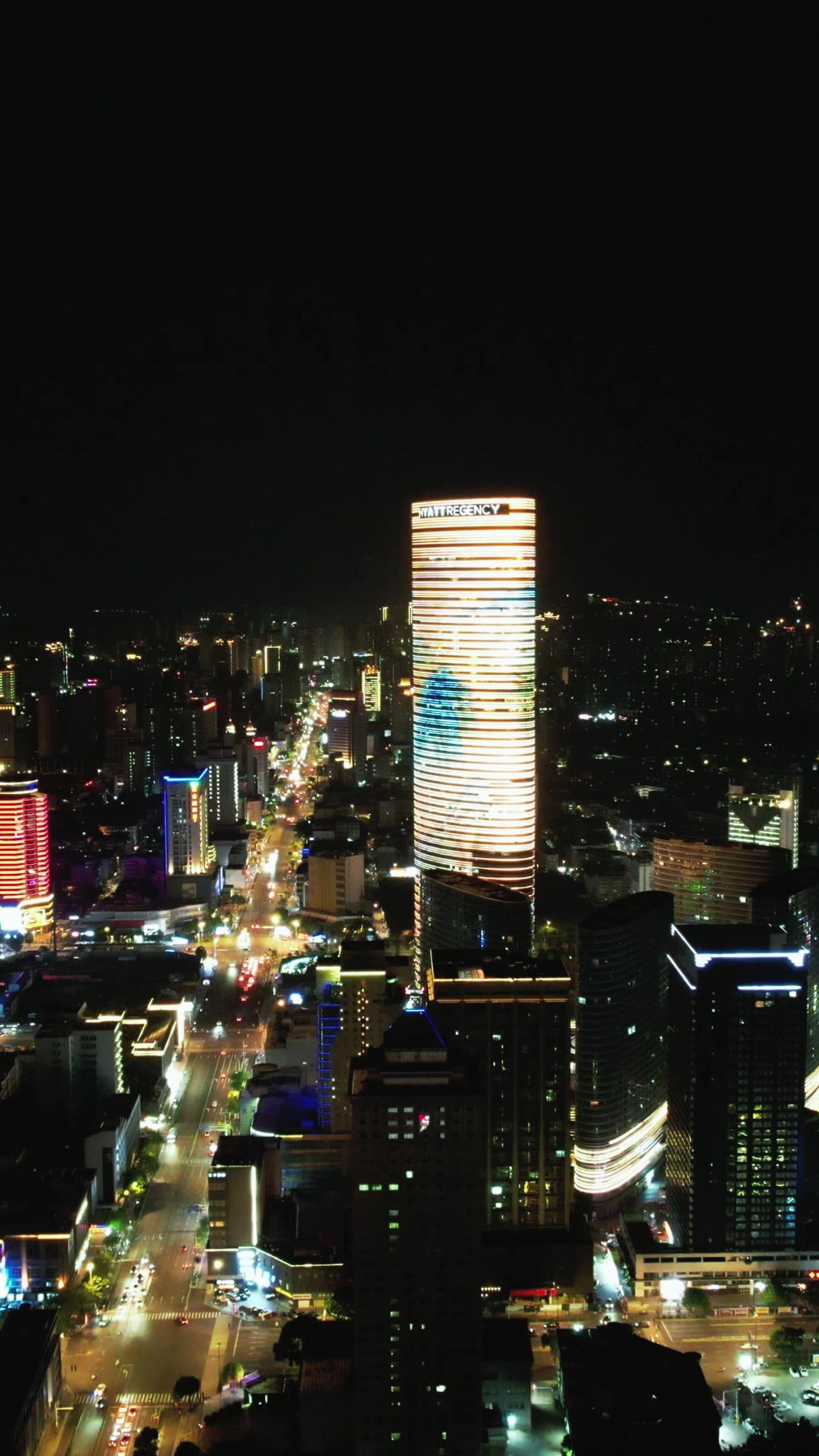 江苏徐州城市夜景灯光竖屏航拍