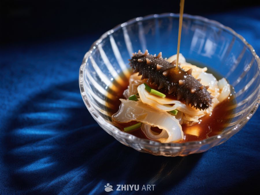 海参拌菜，酱汁淋洒 166