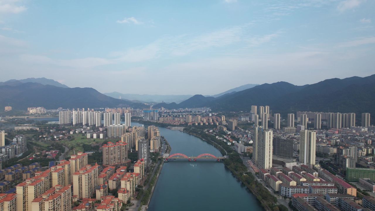 湖南资兴城市风光航拍