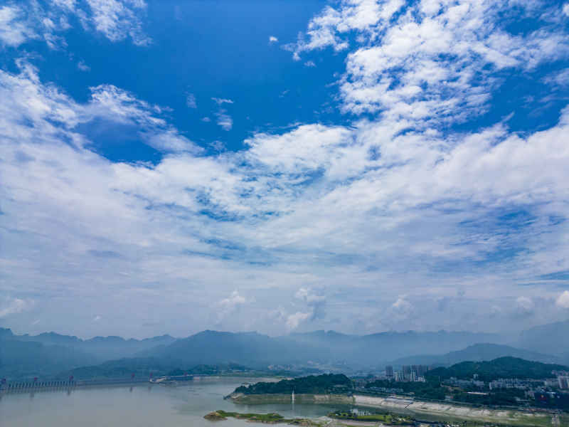 湖北秭归县三峡水库大坝航拍摄影图 