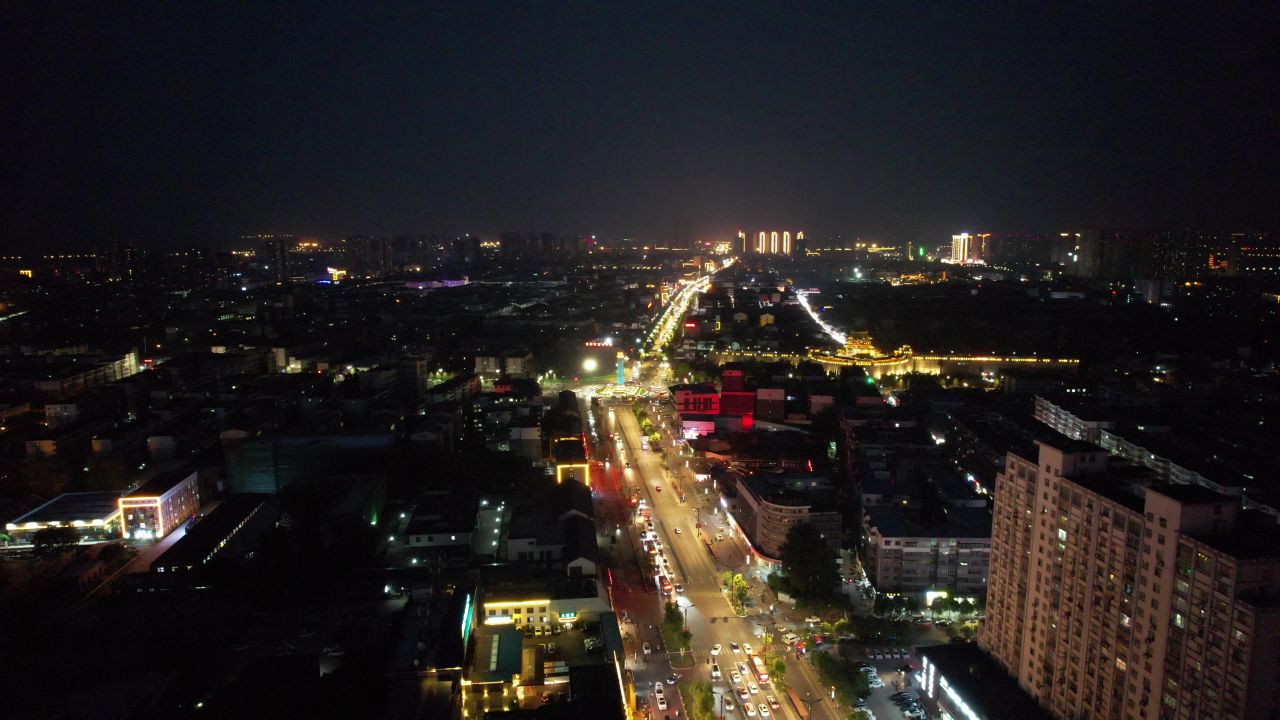 河南洛阳城市夜景航拍