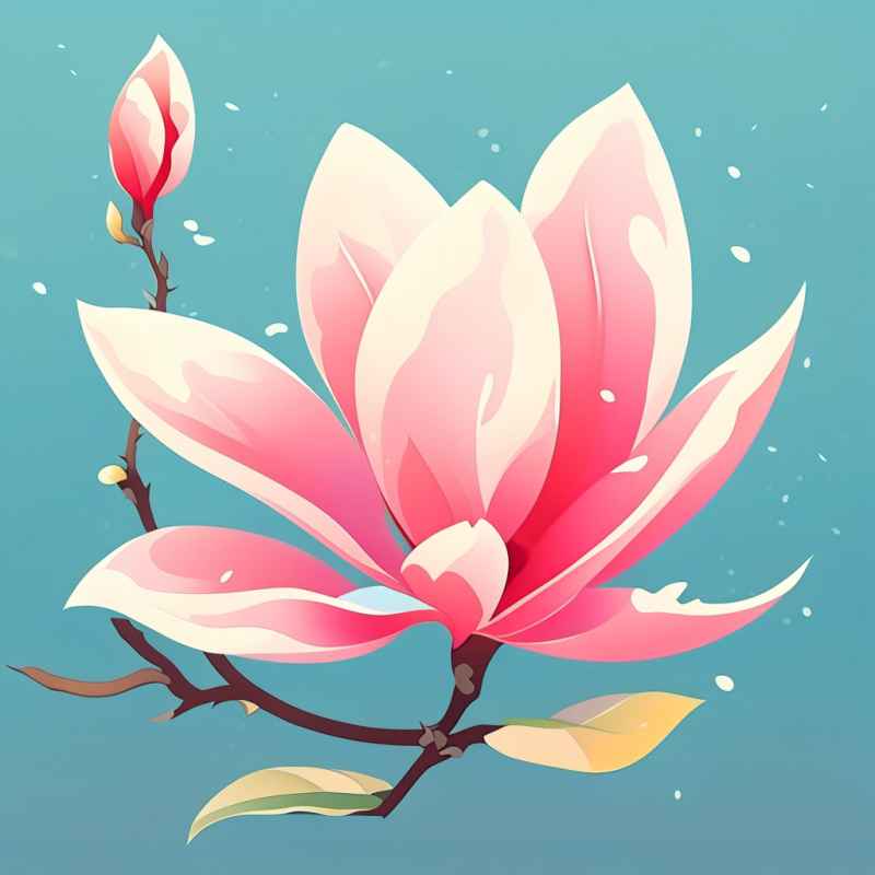 春季玉兰花扁平插画 1