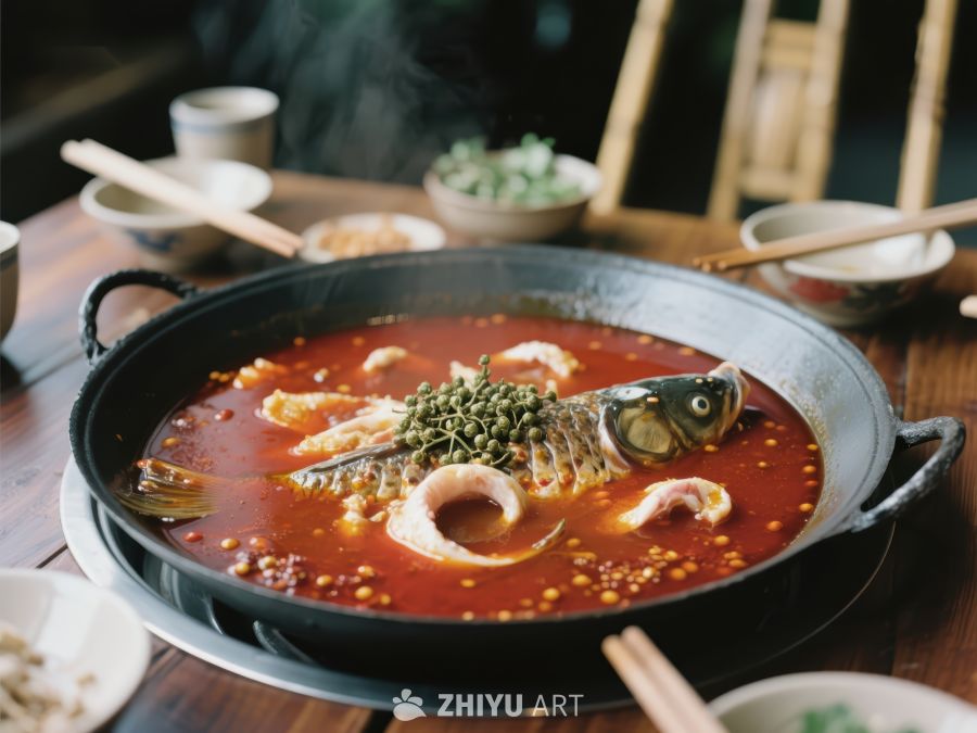 麻辣鱼火锅，热气腾腾的美食诱惑 418